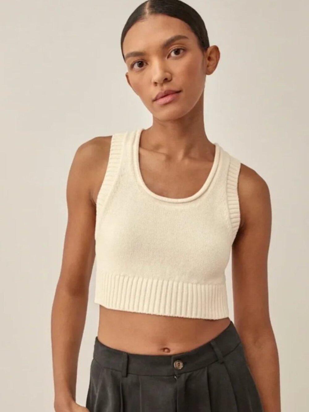Reformation Norma Cotton Sweater Tank in Gossamer, size Small